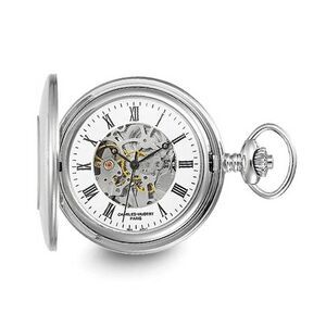 Charles Hubert Polished Stainless Steel White Dial 48mm Pocket Watch